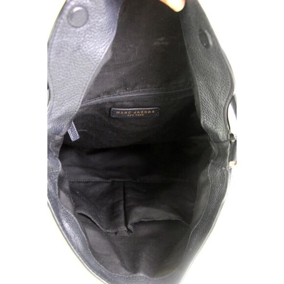 ROOMY Marc Jacobs NY BLACK GENUINE LEATHER FLAP HOBO SHOULDER BAG PURSE HANDBAG - Picture 15 of 16